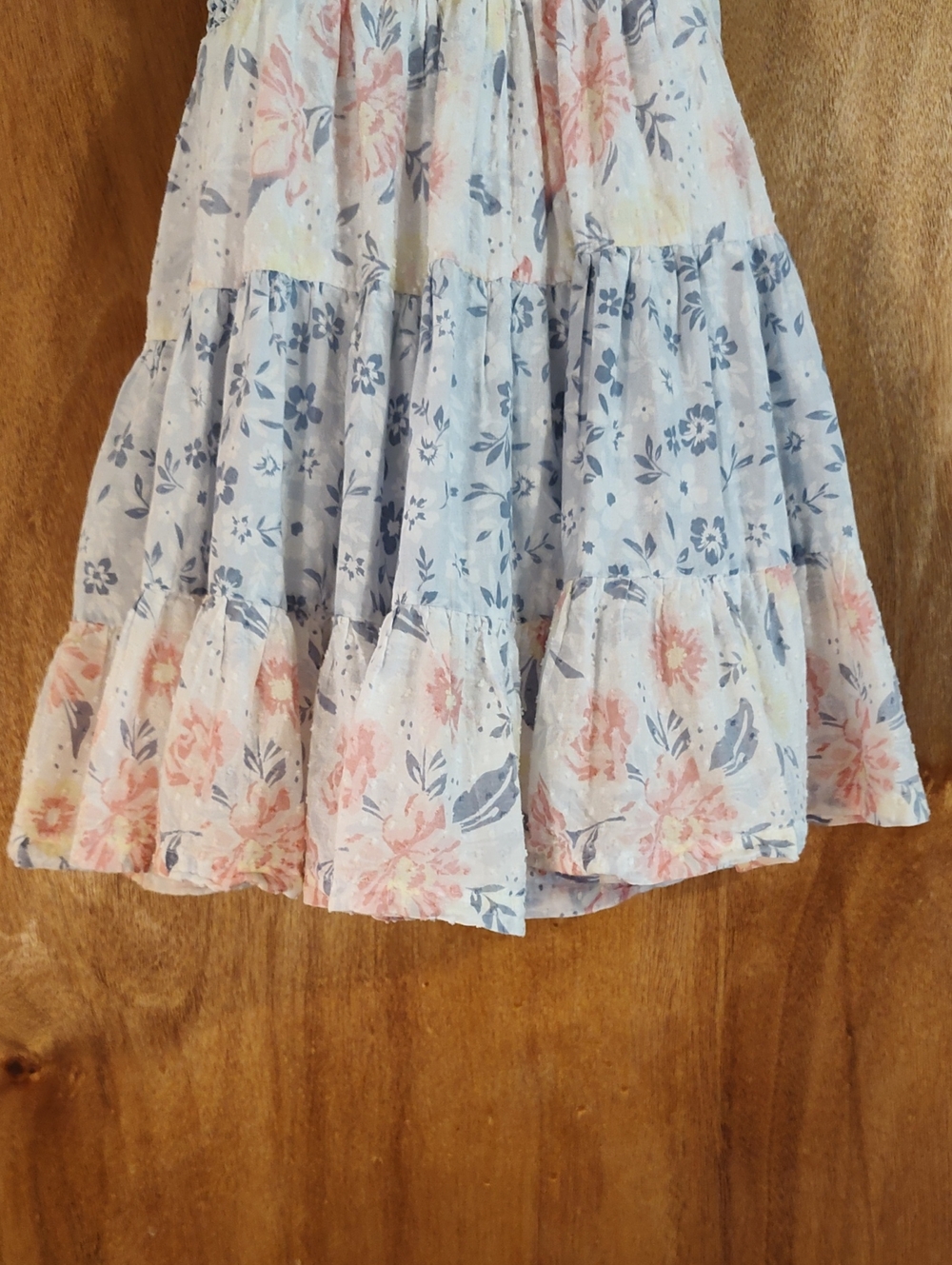 Haute Hippie Kids Style Girls Tiered Dress Mixed Floral Blue Pink Swiss Dot 4T - Picture 10 of 12